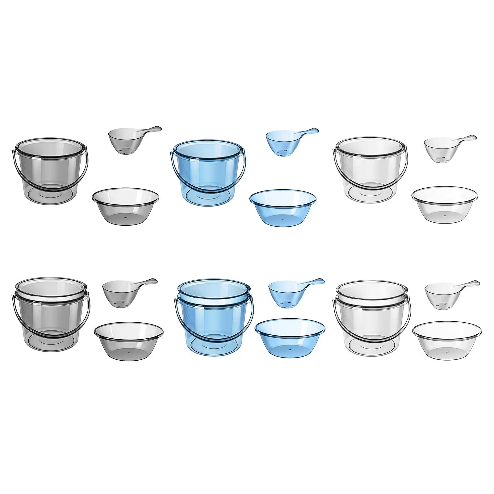 Water Bucket Set Water Pail with Basin and Spoon Bathing Household Bucket for Car Washing Outdoor Dormitory Kitchen Garden