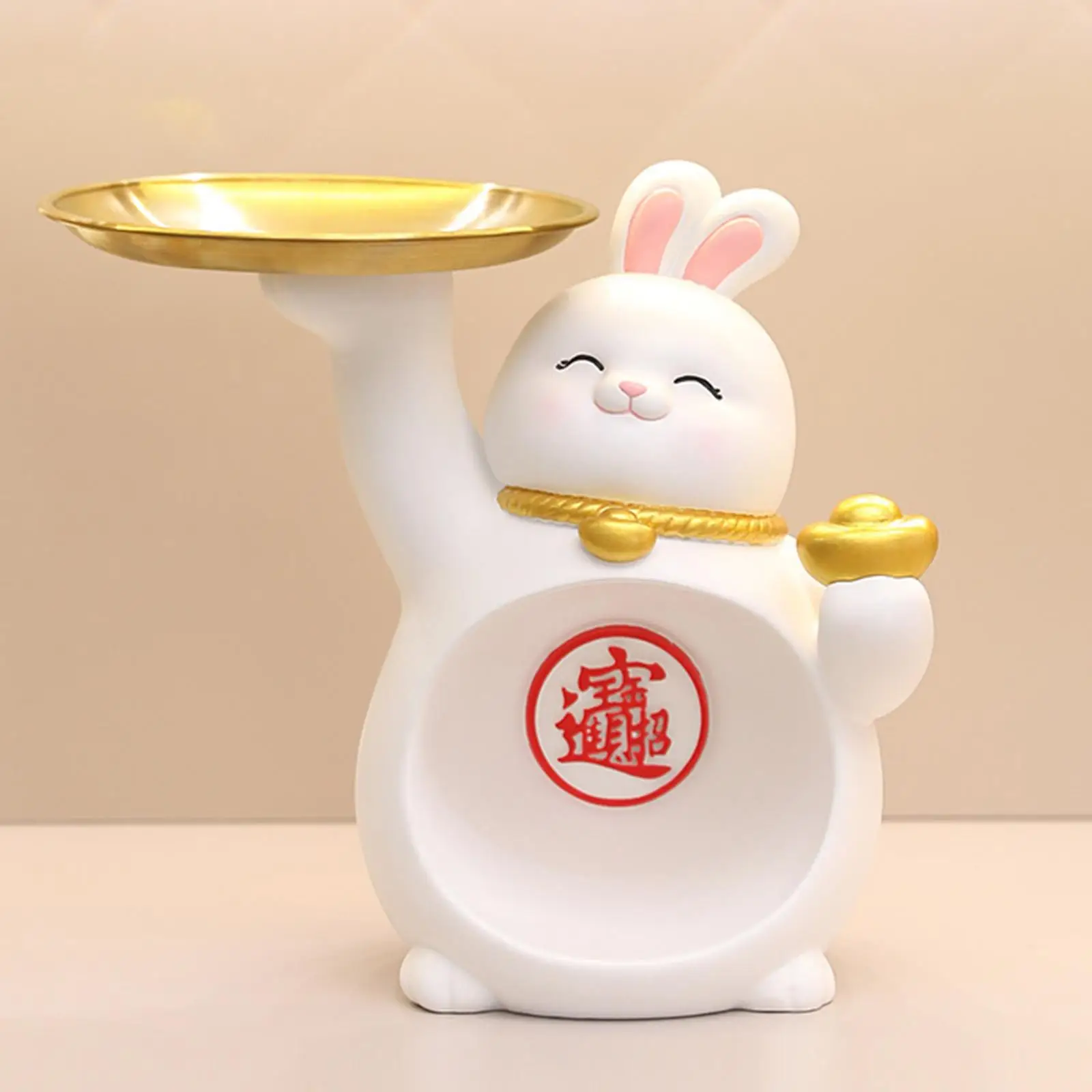 Rabbit Figurine Collectible Sculpture Key Holder Sundries Organizer Tabletop