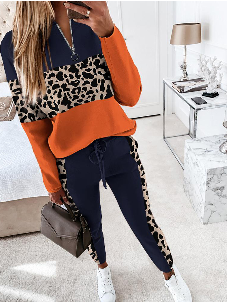 comprida para mulheres, roupas de treino Leopard