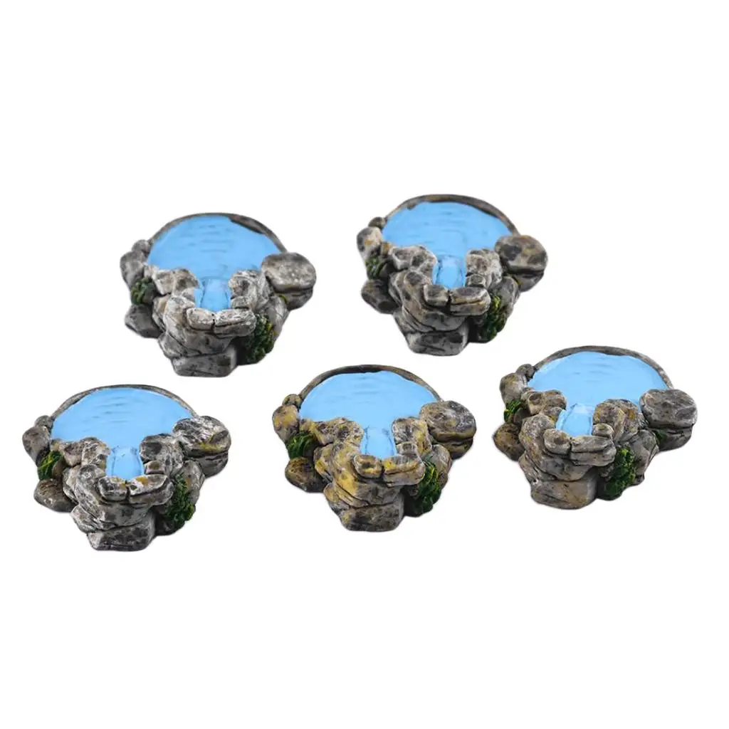 5Pcs Miniature Fairy Mountain Stream Resin  Micro Landscape DIY