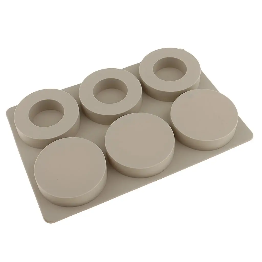 6Pcs Silicone Aromatherapy Wax Mould Epoxy Molds Gypsum Resin Casting Aroma Wax Tablets Mould w/ Hole DIY Jewelry Making