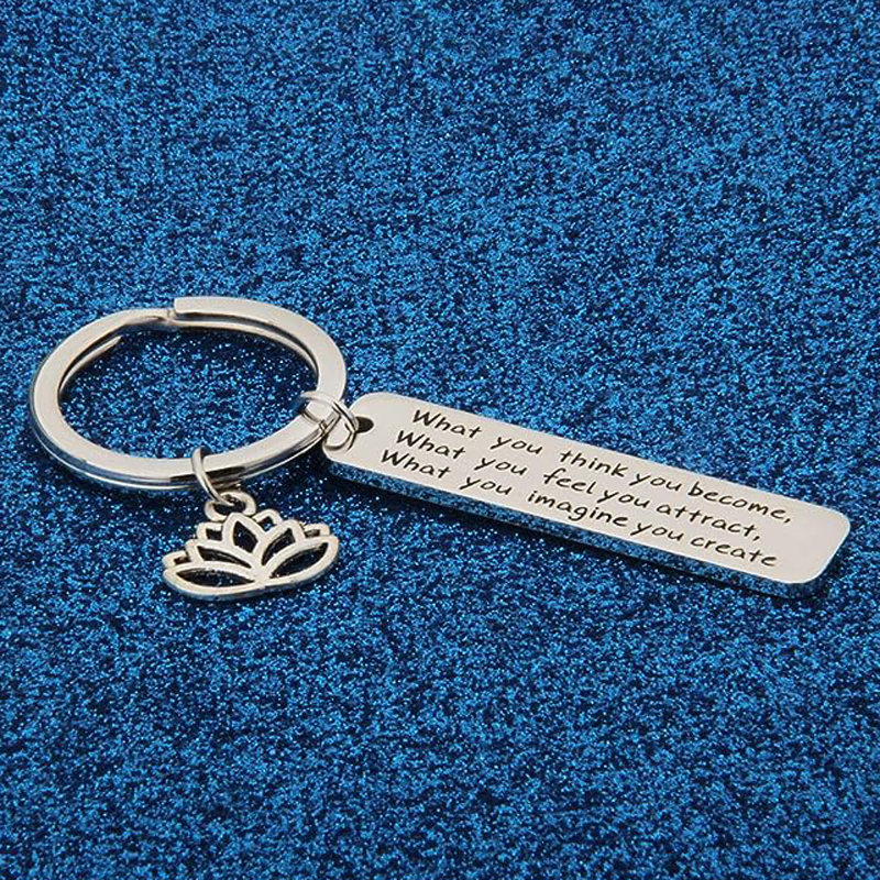 Buddhistische inspirierende Zitat Schlüssel bund, was Sie denken, Sie werden Buddha Schmuck inspirierende Geschenk – Detail 4