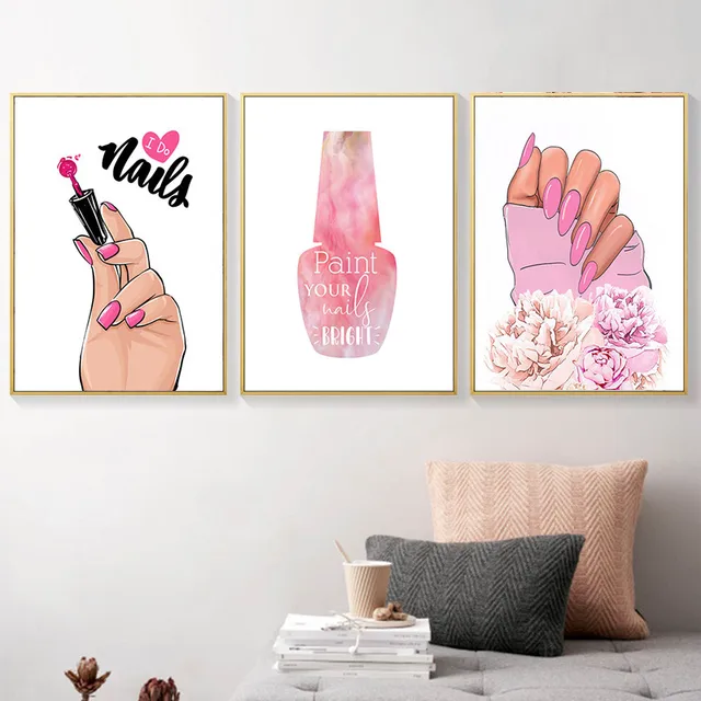  VhoMes Beauty Salon Poster Home Decor Nail Beauty Salon Nail  Polish Color Canvas Painting HD Picture Print Bedroom Living Room Decor  (Unframed,24×36inch): Posters & Prints