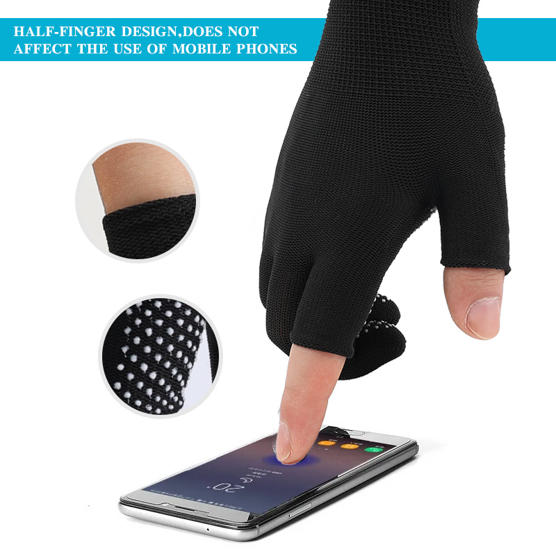 Non-slip Nylon Gloves for Safety Work Outdoor Cycling Breathable Half Finger Gloves Mittens Men Fingerless Touchscreen Gloves