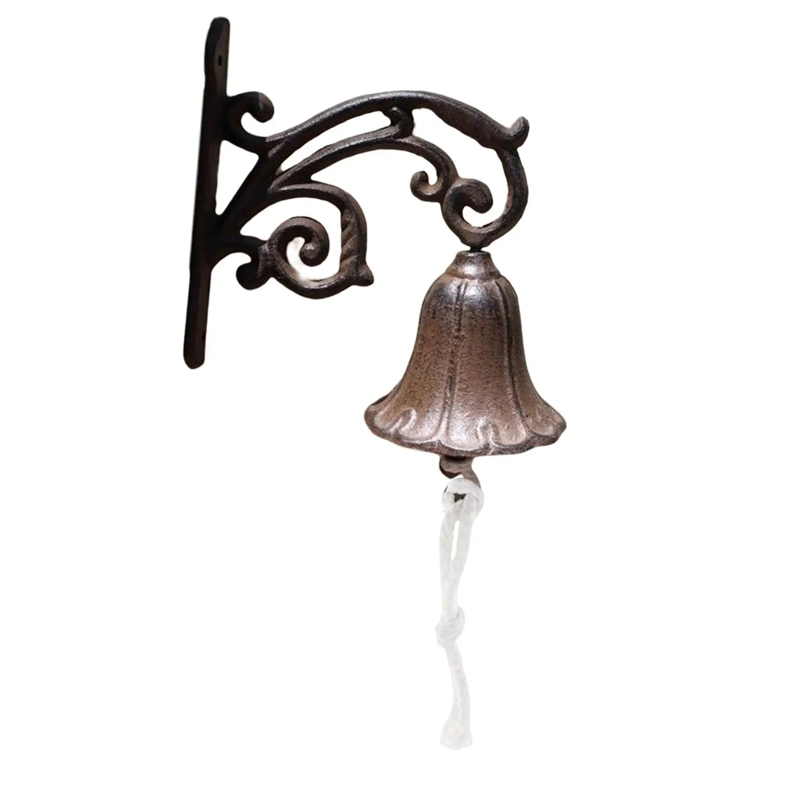 Rustic Cast Iron Hand Bell Iron Cast Art Decoration Welcome Sign Wall Mounted Manually Shaking Wall Bell for Outside Home Porch