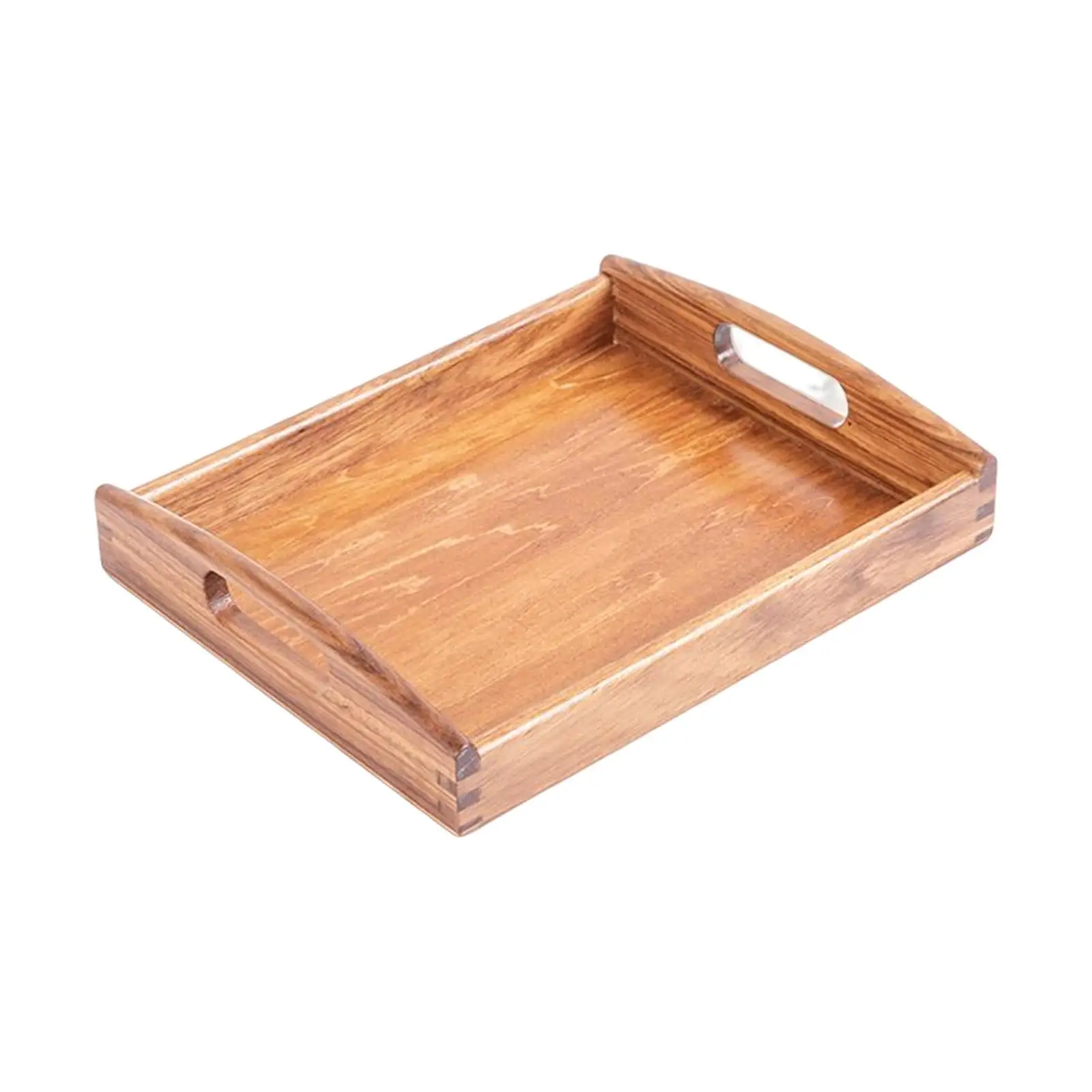 Decorative Wooden Tray with 2 Handle Storage Centerpiece Wedding Gift Serving Platters for Patio Ottoman Breakfast in Bed Lunch