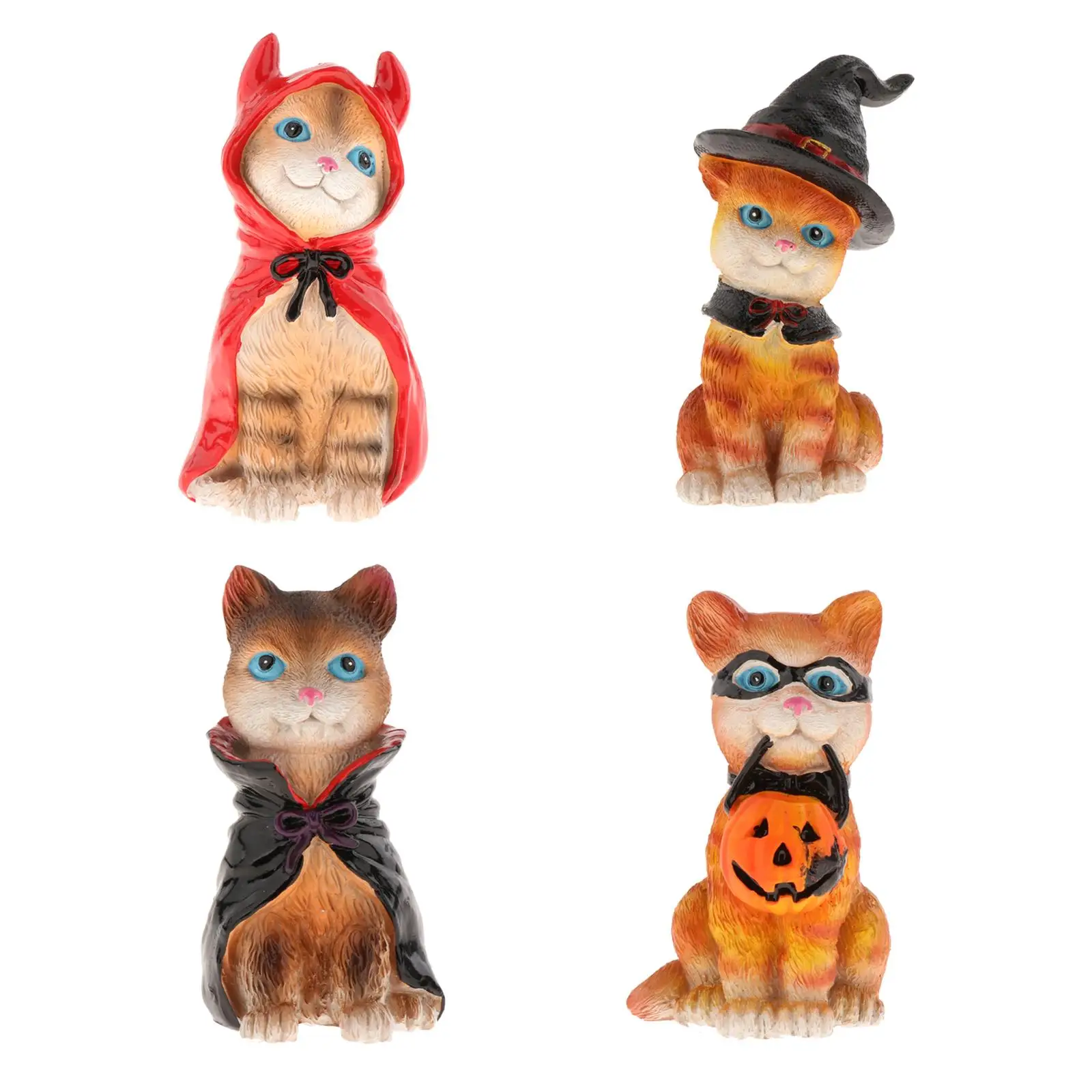 Cute Halloween Cat Statue Resin Craft for Car Dashboard Decor Souvenirs