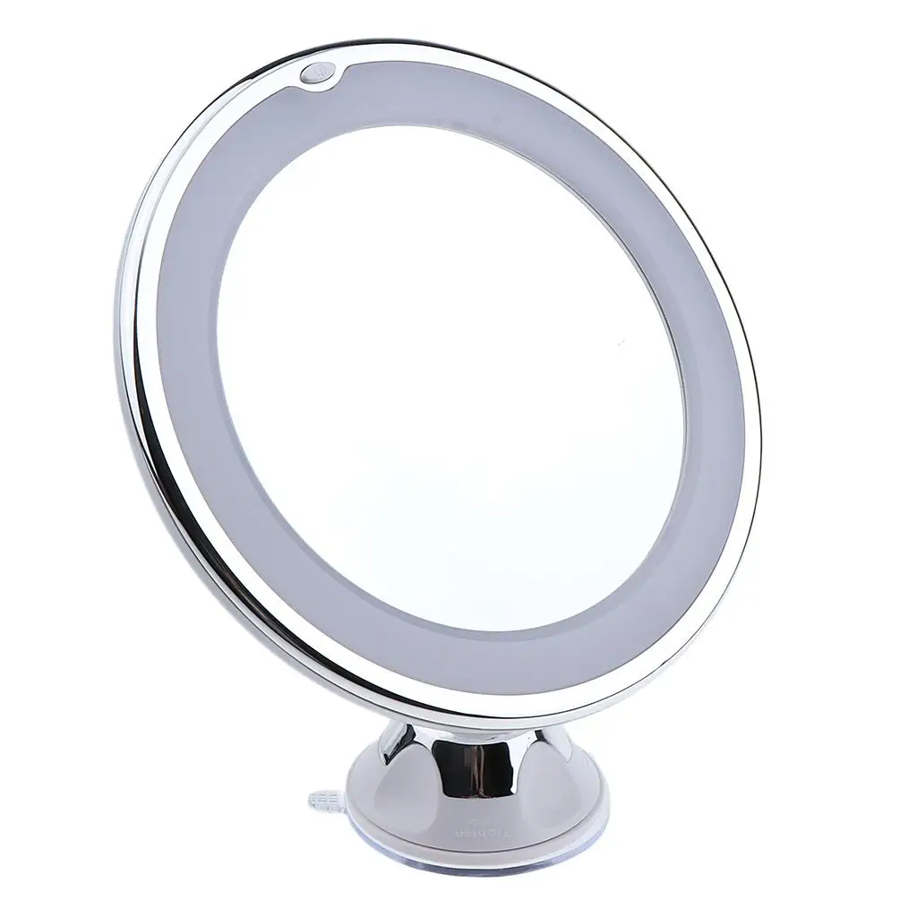 LED Lighted 10X Magnified Makeup Mirror with Lock Suction and 360 Rotating Adjustable Arm Portable  for travel Bathroom