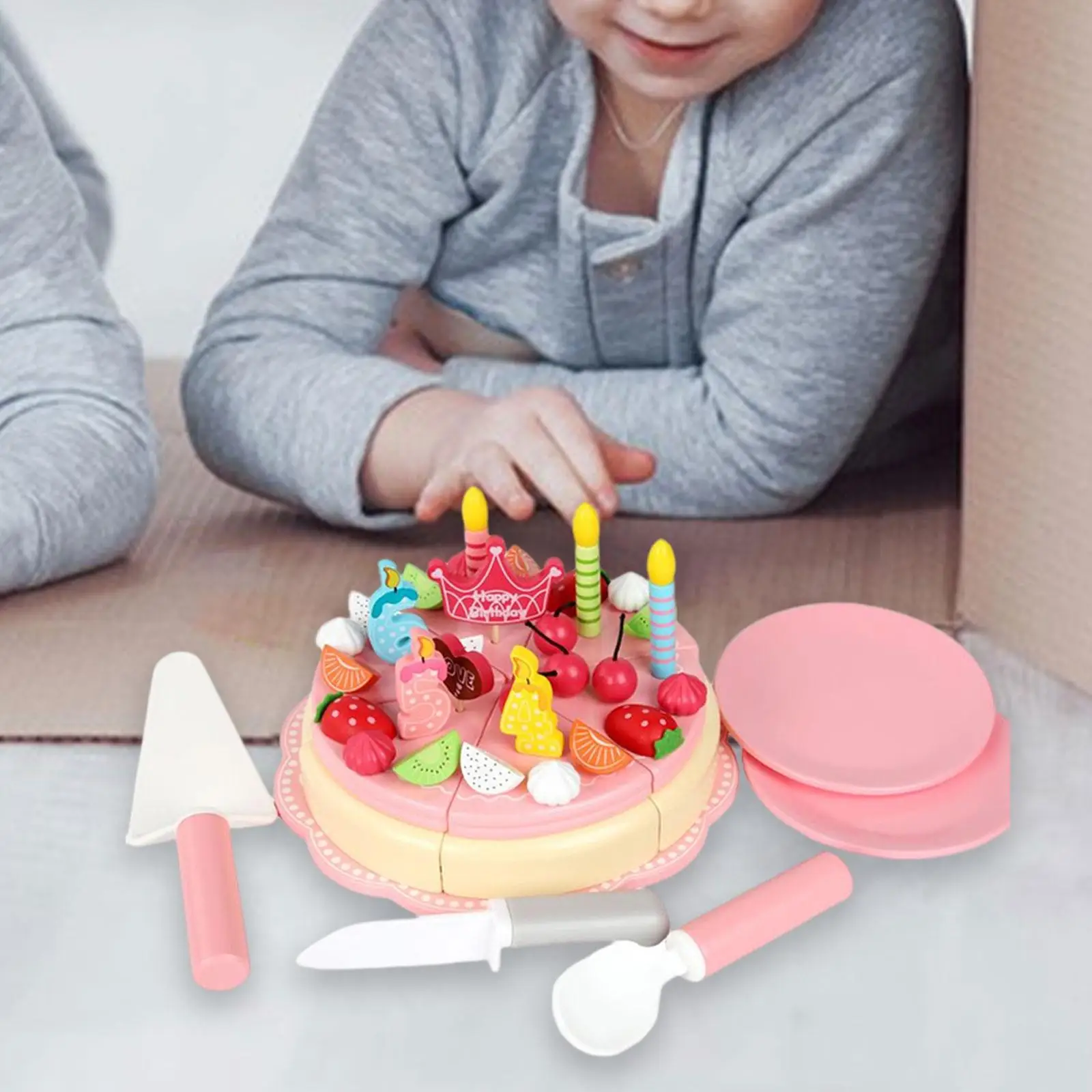 Pretend Playing Food Birthday Cake Holiday Gift Kitchen for Preschool Boys Girls Children