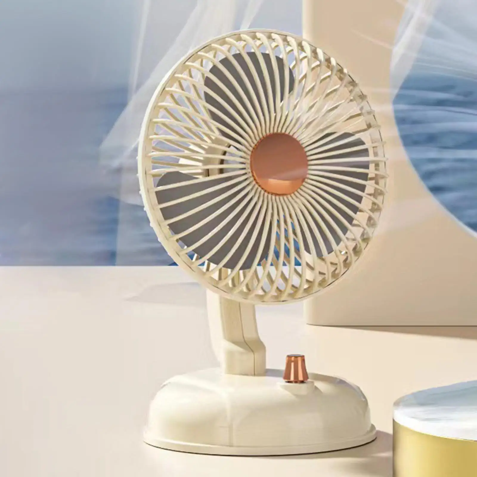 Electric Personal Desk Fan with Strong  Low Noise Adjustable Head  Rotation for Camping  Desktop Bedroom