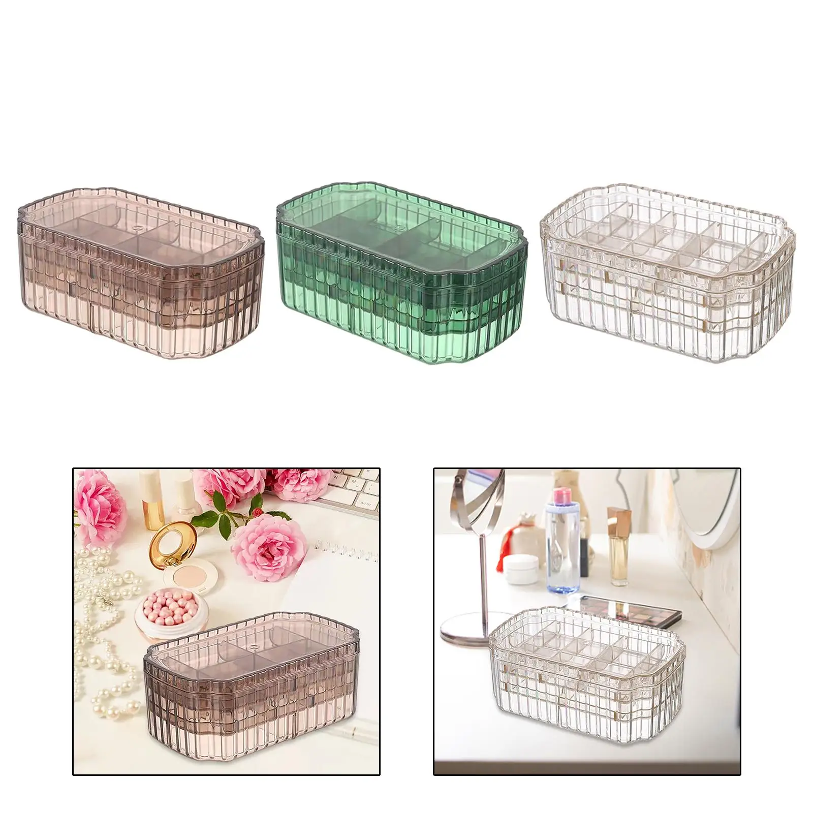 Jewelry Storage Box Earring Tray 3 Layer Jewelry Organizer with Multi Grids Multifunctional Large Capacity for Birthday Gifts