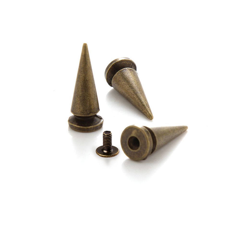 100 Sets 10x24mm konische Zinklegierung Punk-Spikes, Nieten, Bullet-Spikes für Lederarbeiten, Kleidung, Taschen, Gürtel, Haustierhalsbänder – Detail 3