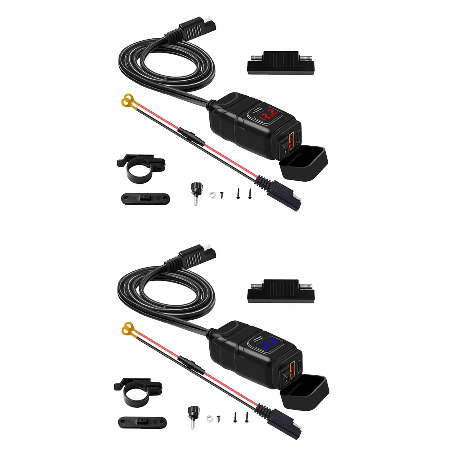 Motorcycle USB Charger Type C PD and.0 Fast Charging SAE to USB Adapter