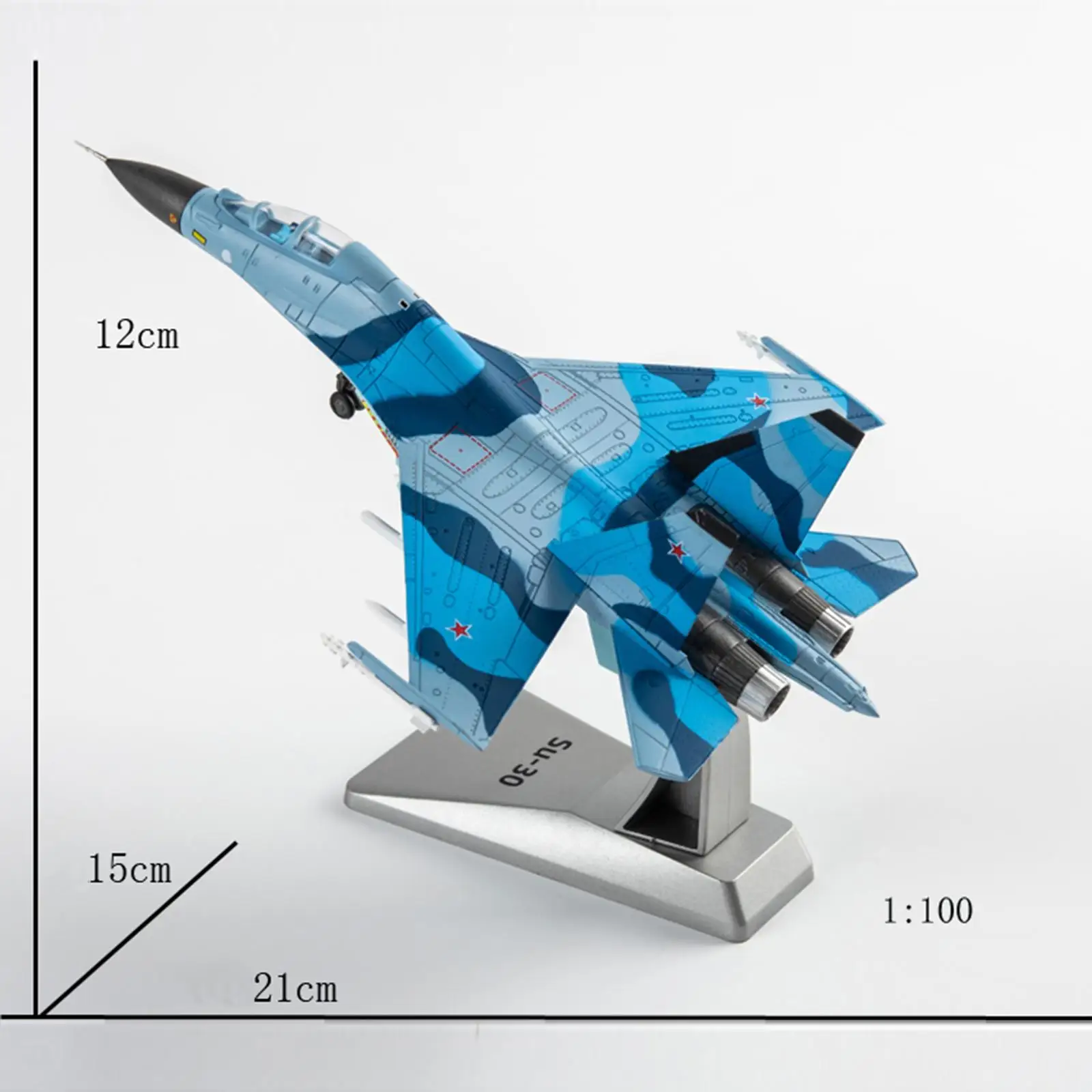 Alloy 1/100 Scale Aircraft SU-30 Fighter with Dispaly Stand Airplane Model for Adult Gifts Home Decoration Ornaments Collection