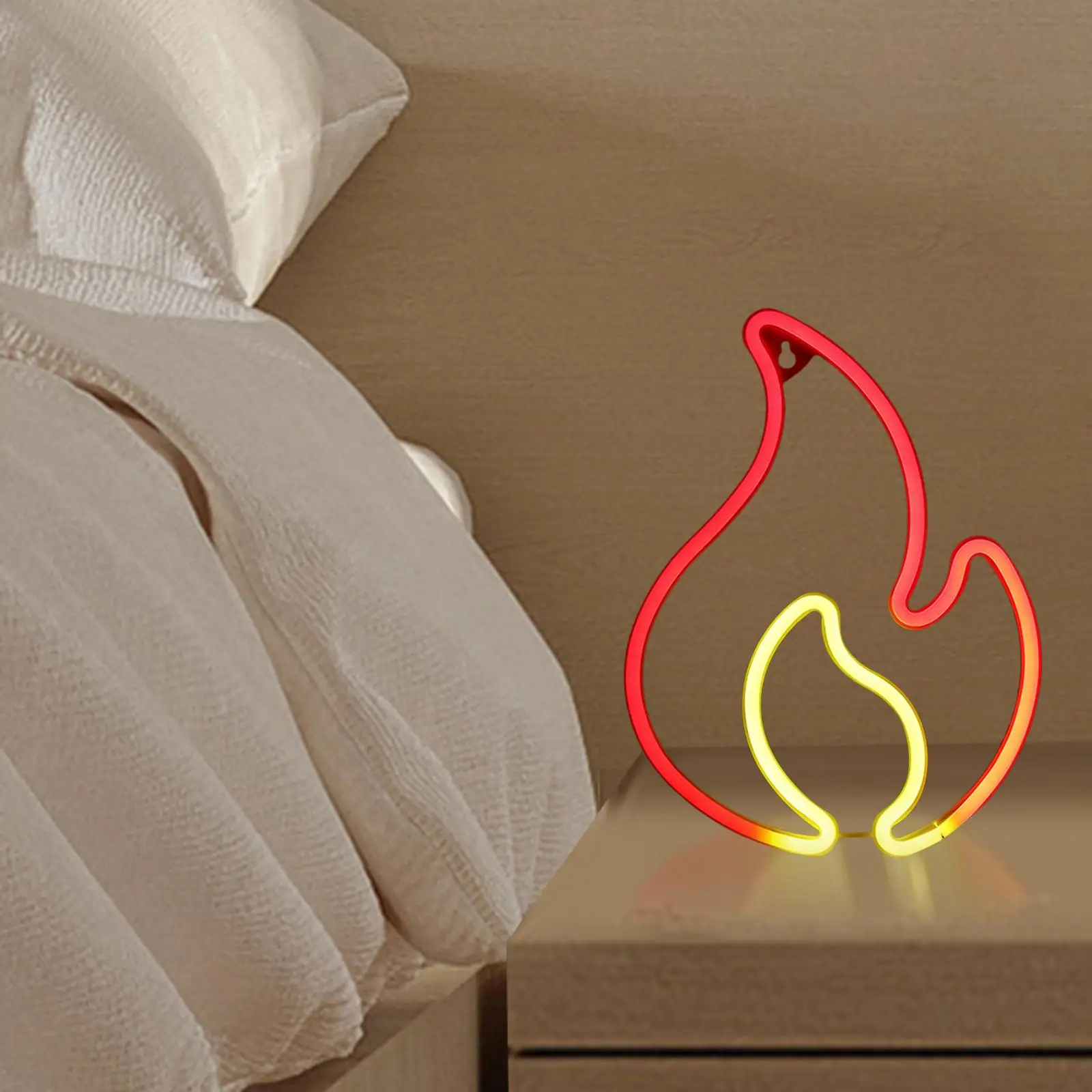 Flame Neon Sign Decoration USB Powered Hanging Flame Shaped Night Lights for Bar Bedroom Halloween Birthday Party