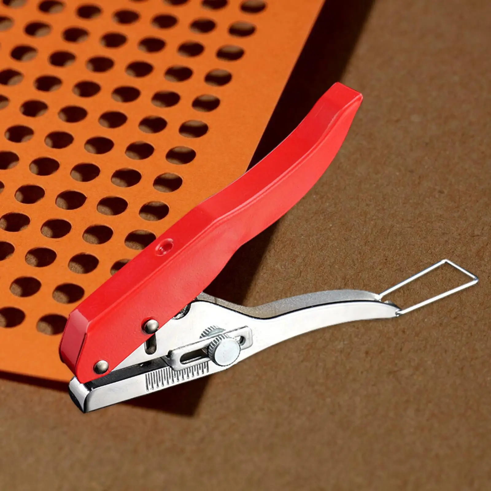 Single Hole Punch with Scale Portable Metal Paper Puncher 8mm Hole Punching Pliers for Craft Paper Hard Film Paper Card Project