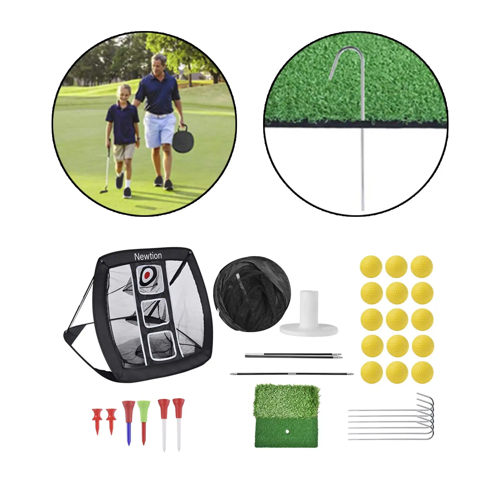 Golf Chipping Net Hitting Mat Swing Equipment Tee Holder Home Yard