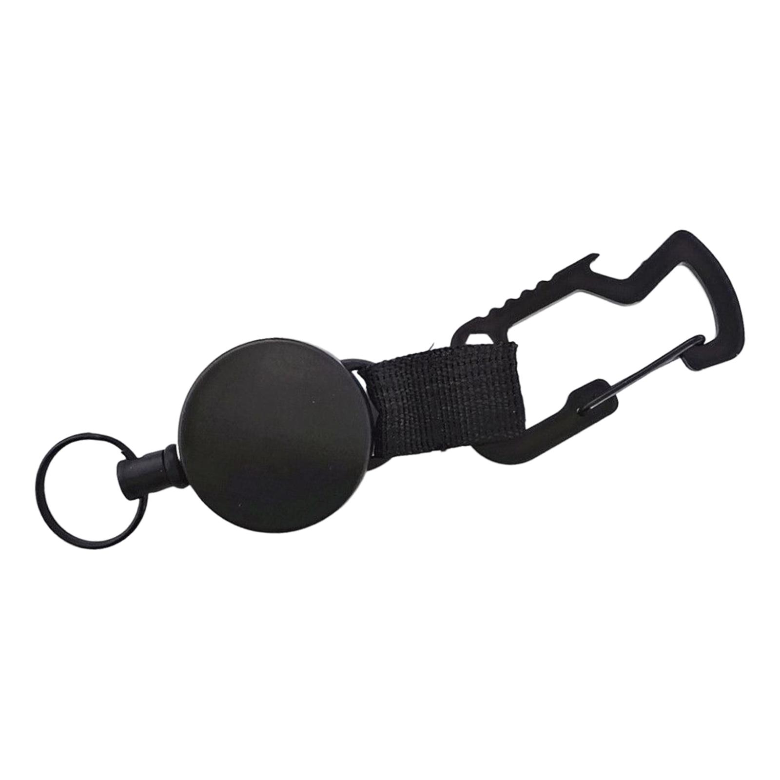 Retractable Key Chain Recoil Holder Multitool Carabiner Reel Clip W/ 24in Steel Wire Keeper ID Card Extendable for Backpacking