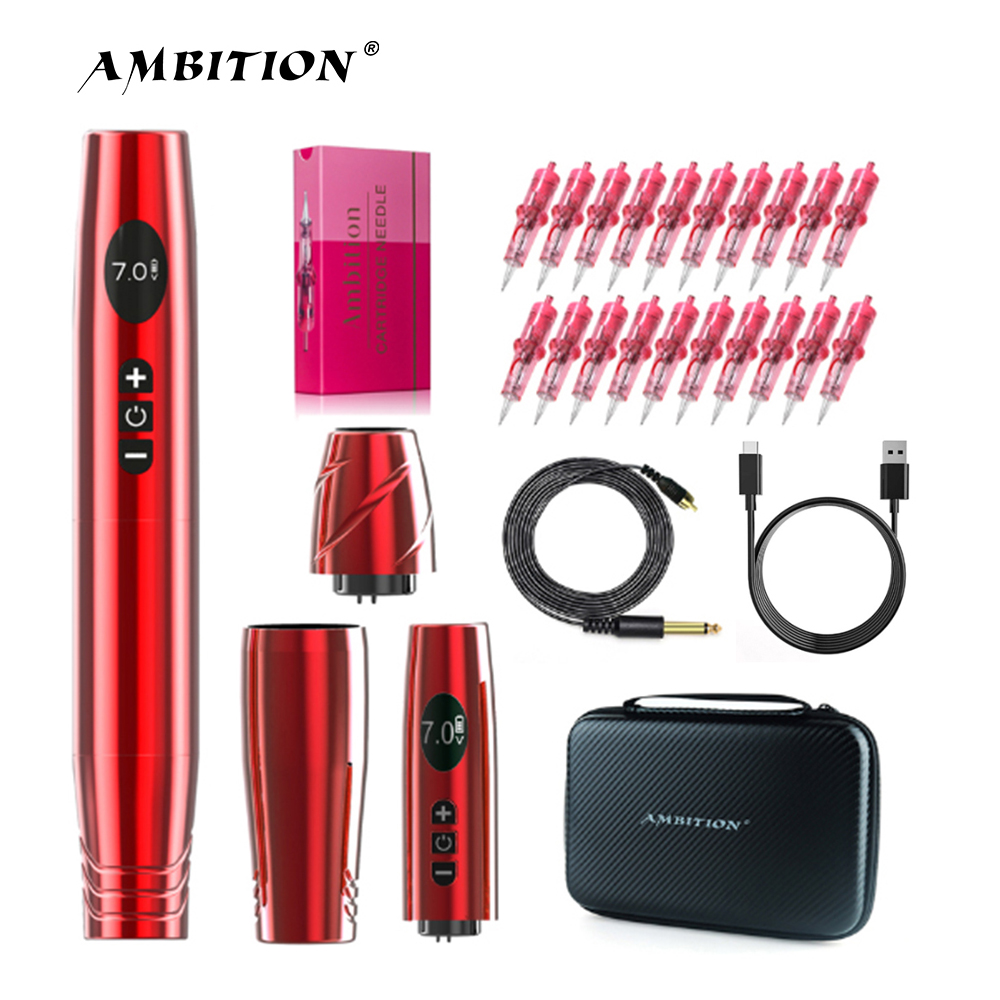 Best of Ambition Wireless Tattoo Permanent Makeup Machine With 900mAh LCD Display 20pcs Tattoo Cartridge For Eyebrows Lip Microshading Reviews & Tips