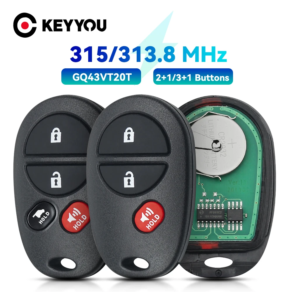 Keyyou 315mhz gq43vt20t fern gesteuerter autos chl üssel anhänger für toyota sienna camry highlander aurion 2012-2015 ersatz 2004 tasten – Detail 3