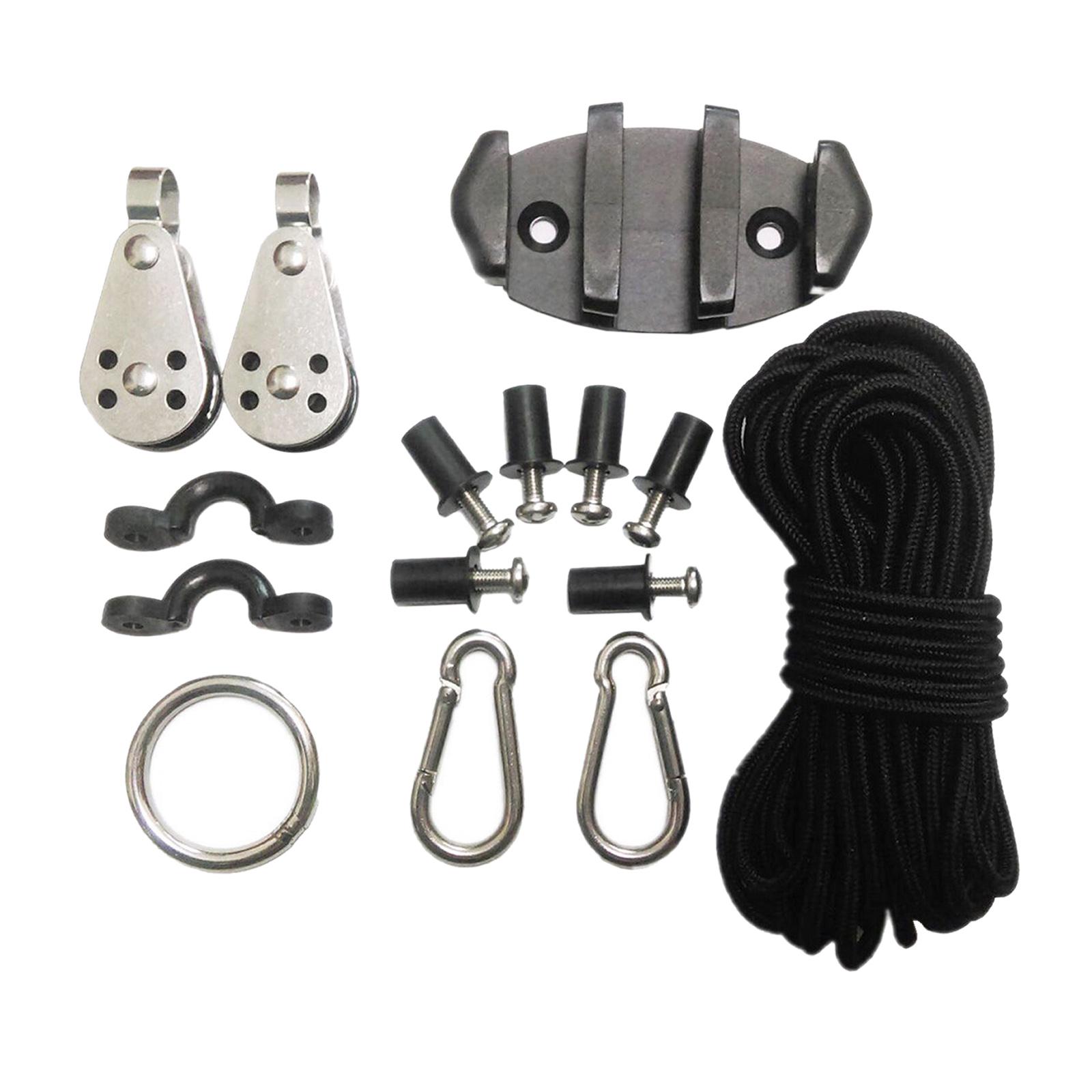 Kayak Anchor Trolley Kit System W/Pulleys Deck Loops  Pad Eyes