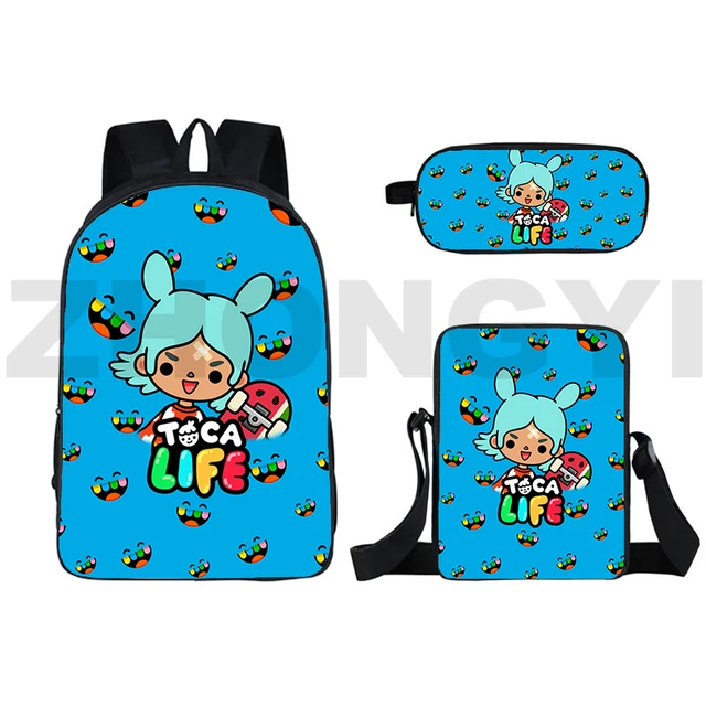 Fashion Toca Life World Game 3 Pcs/set Toca Boca Backpacks for School  Teenagers Girls 3D Anime Pink Softback Bag Travel Mochila