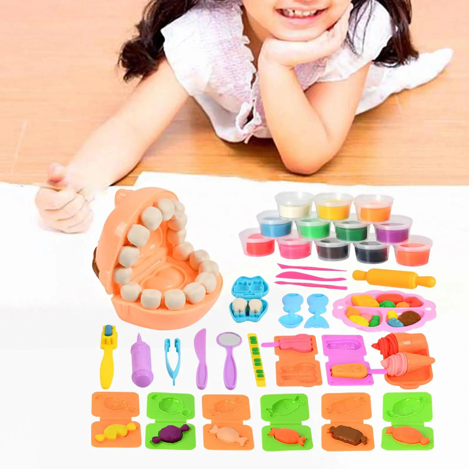 Clay Set DIY Models Educational 12 Colors Pretend Play Color Play Set Art Crafts for Birthday Toddlers Kids Girl Gift