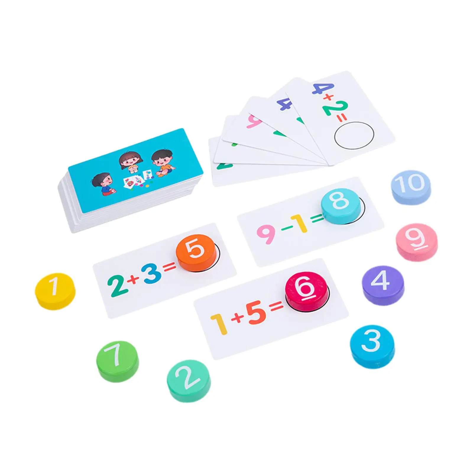 Addition Subtraction Operation Number Calculation Cards for Mathematical Fine Training Interaction Preschool Color Cognition