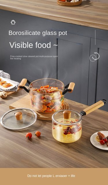 High Borosilicate Glass Kitchen Pot Double Ear Handle Cooking Pot  Multifunctional Ustenes Of Cuisine Clear Glass Stew Pot - Soup & Stock Pots  - AliExpress