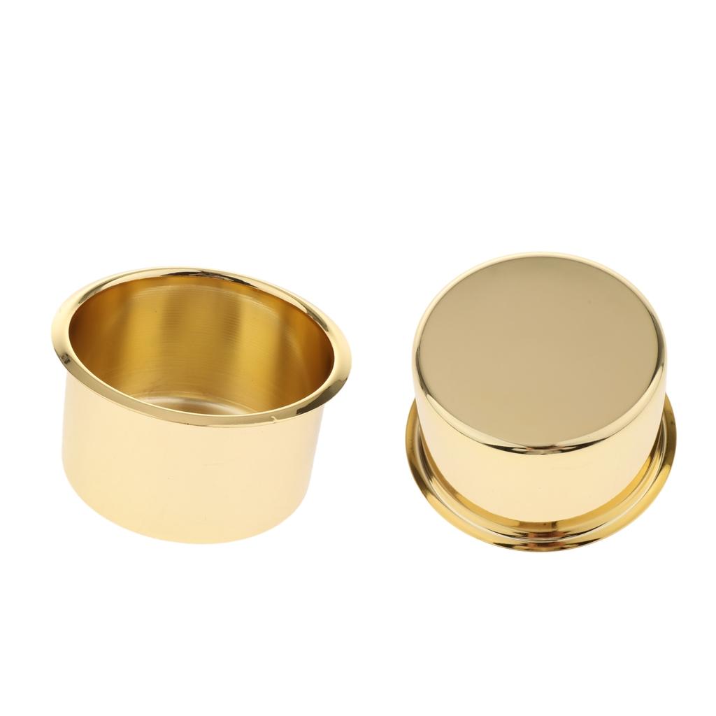 Pack of 2 Gold Aluminum Cup Drink Holder Recessed for Marine Boat  90x55mm / 3.54 x 2.17 inch