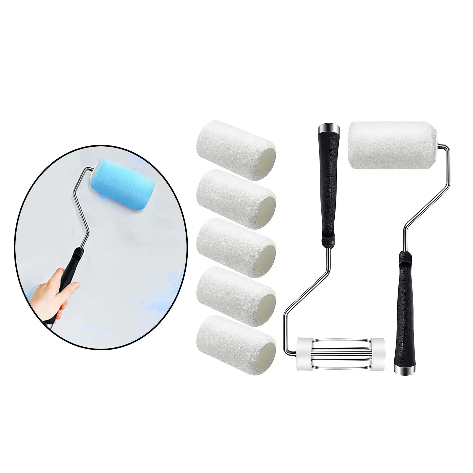 Handle Sponge Paint Roller of 8 Tool Painting Decorative DIY for Ceiling Wall Painting Interior