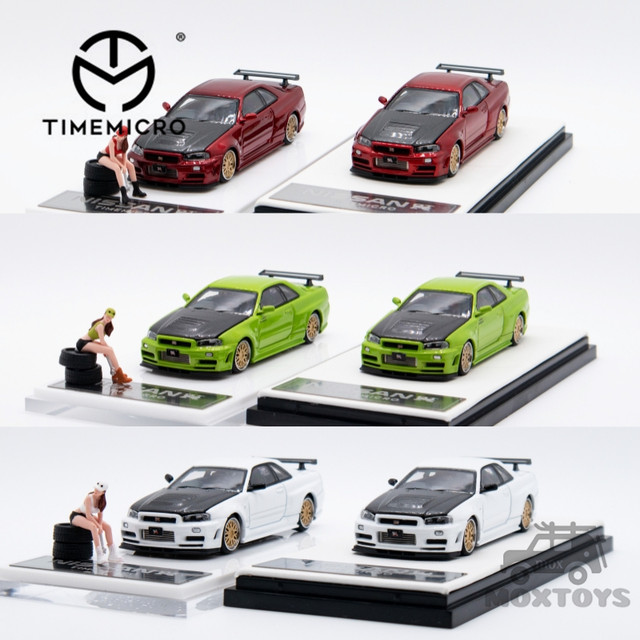 時間マイクロ1:64 nissan gtr r34赤/緑/白ダイキャストモデル