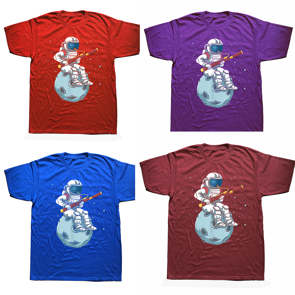 Lustige Astronaut Fagott Band Player Bassoonist T Shirts Grafik Streetwear Kurzarm Geburtstag Geschenke Sommer Stil T-shirt Männer – Detail 3