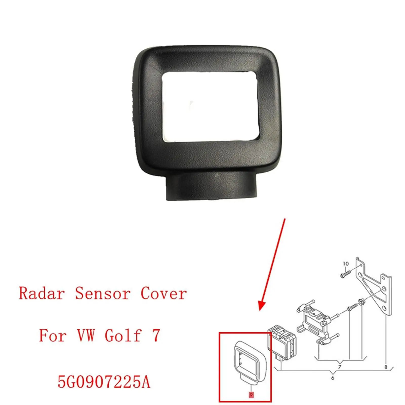 Front Radar Sensor Trim 5G0907225A9B9 for VW Golf MK7 Easy to Install