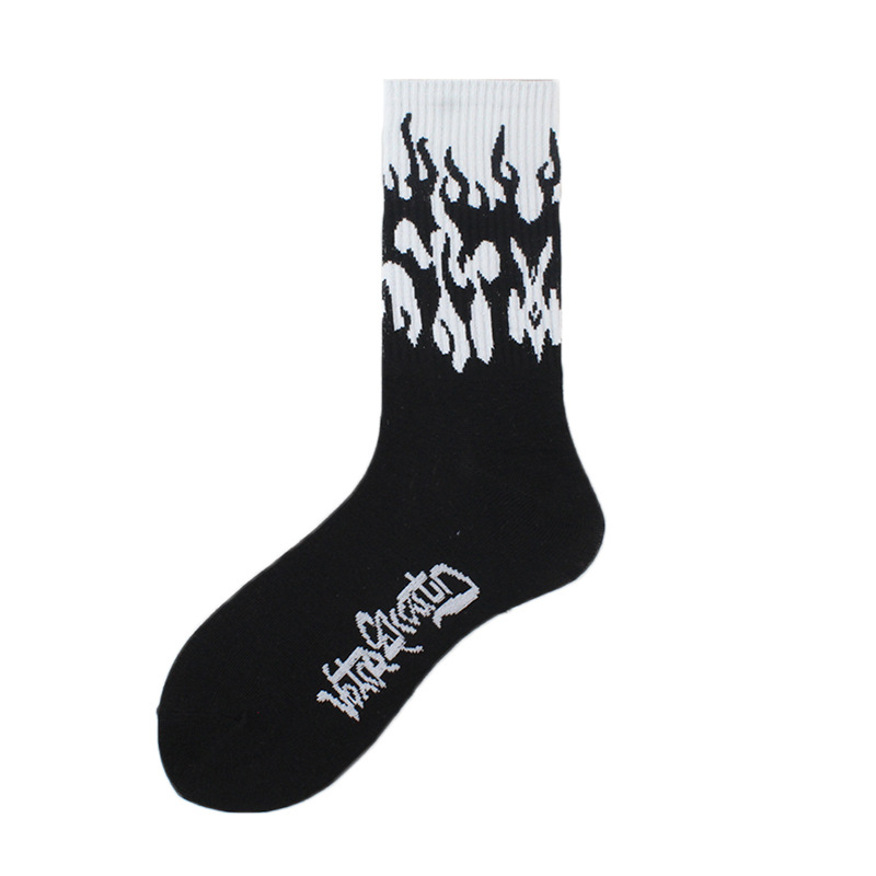 1 Paar Damenmode Hip Hop Hit Color On Fire Crew Socken Red Flame Blaze Power Torch Hot Warmth Street Skateboard Socken – Detail 18