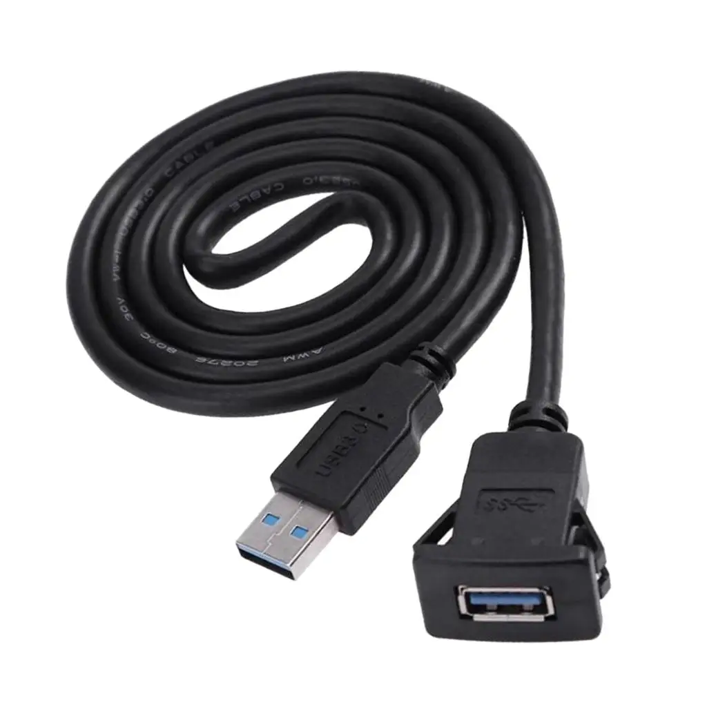 Car Single Input USB 3.0 Male to Female Panel Flush Mount Extension Cable for