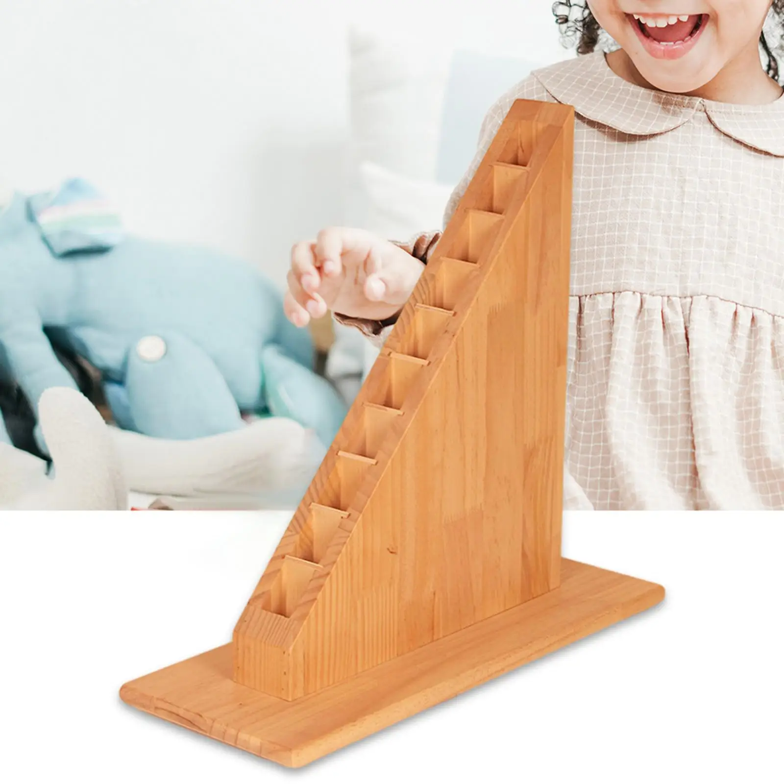 Wooden Montessori Stand Visual Experience for Long Red Rods or Number Rods Math Teaching Aids for Children Kids Toddlers Games