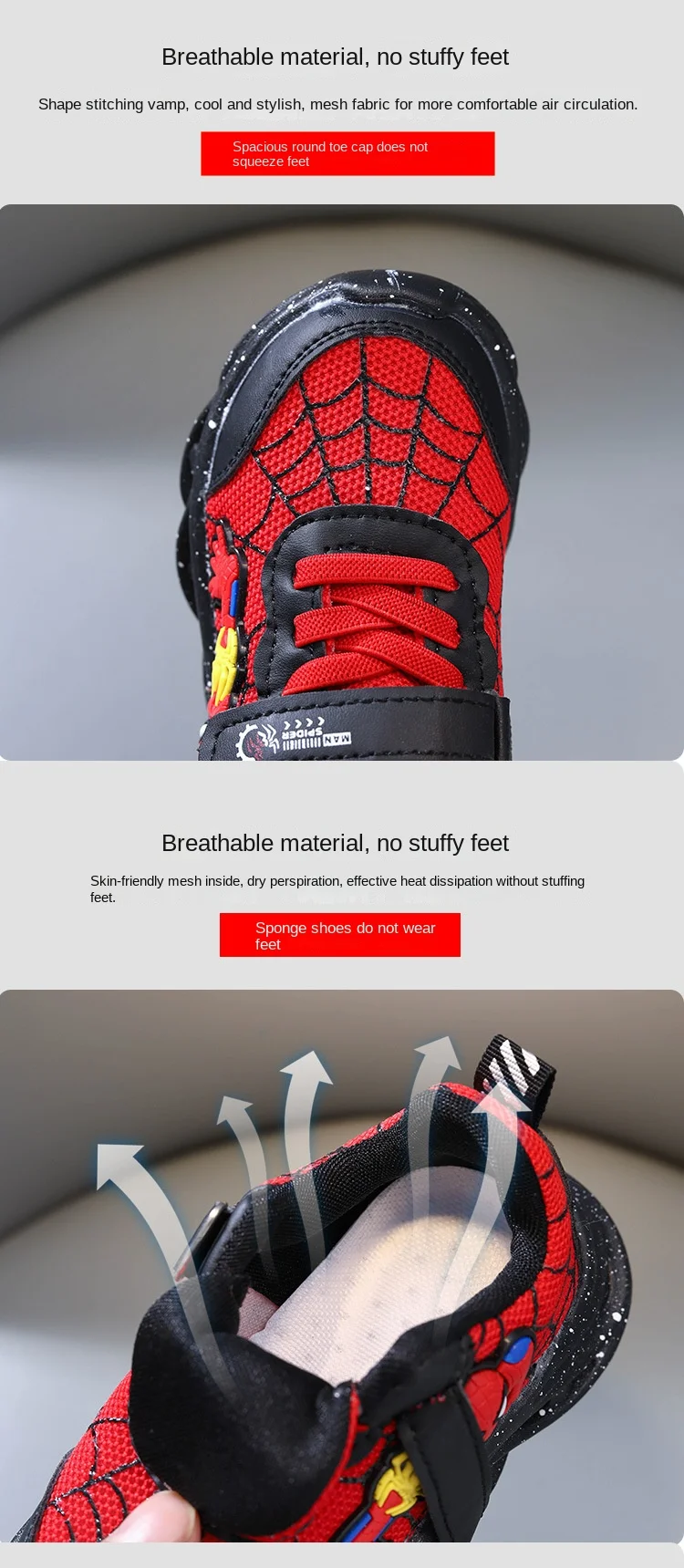 Obuwie dziecięce Spiderman Nowe tenisówki dla chłopców ze światełkami Nowe buty dziecięce