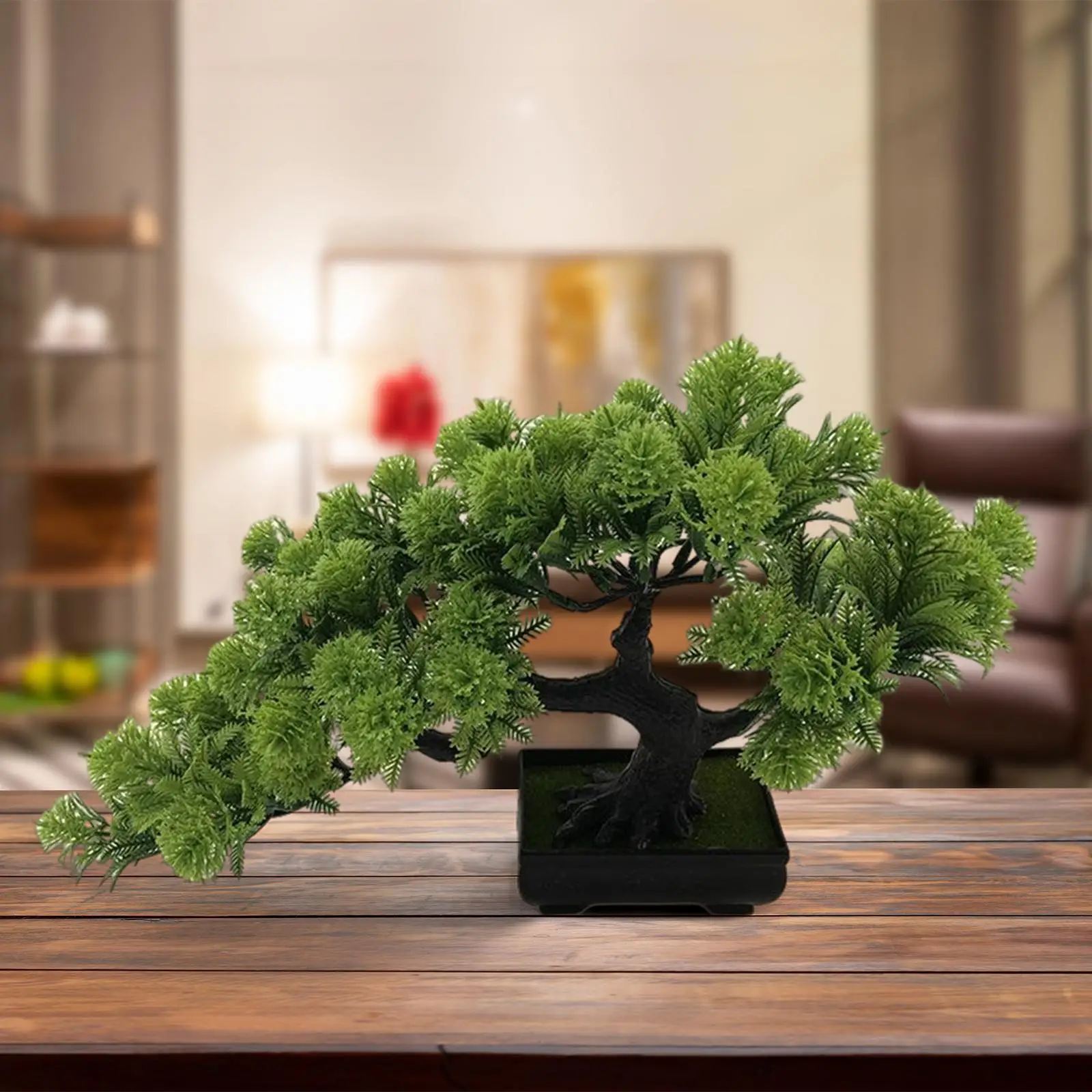 Small Artificial Bonsai Pine Tree Simulation Bonsai Potted Desktop Display Tree for Windowsill Indoor Home Office Decor