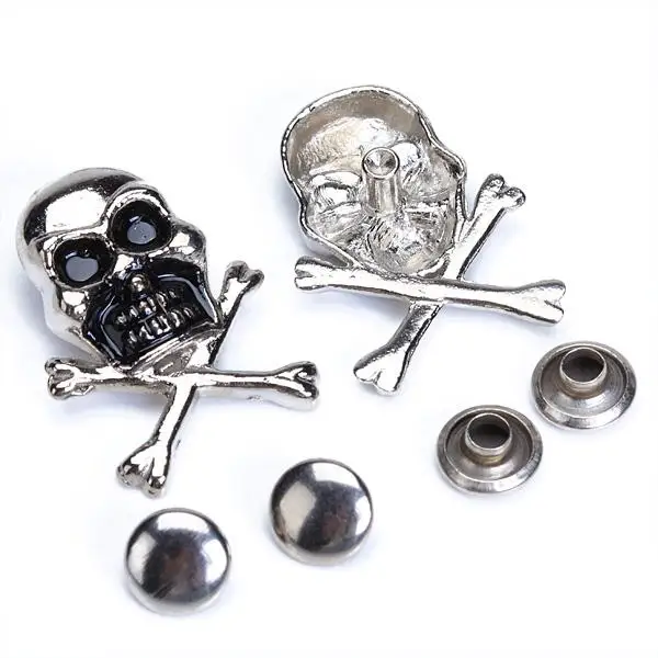 10 Sets of Eyelet Rivets with Skull Crosses, Eyelet Studs, Punk Leather Craft,