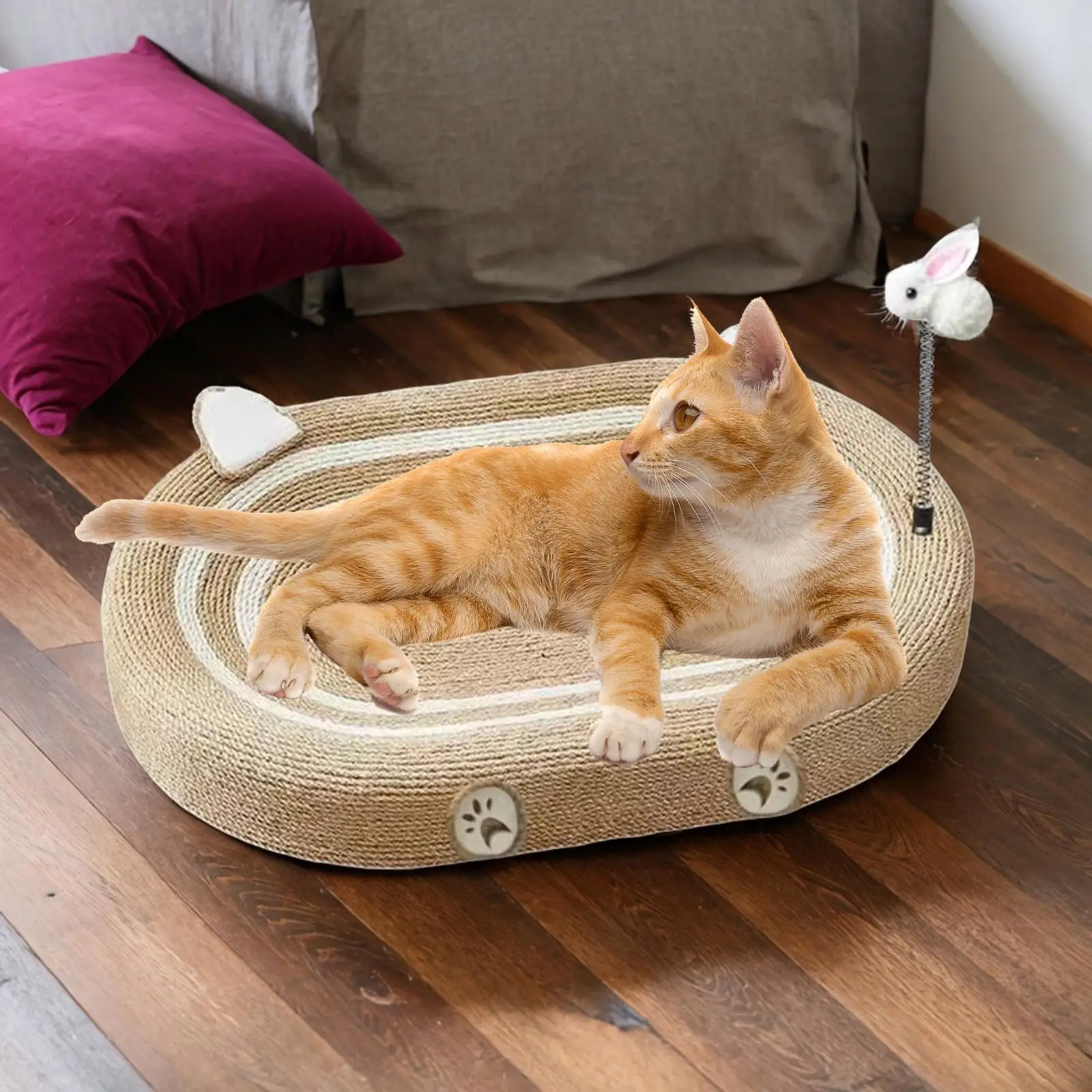 Cat Scratching Board Pet Scratcher Play Toy for Kitty Oval Cat Scratch Pad