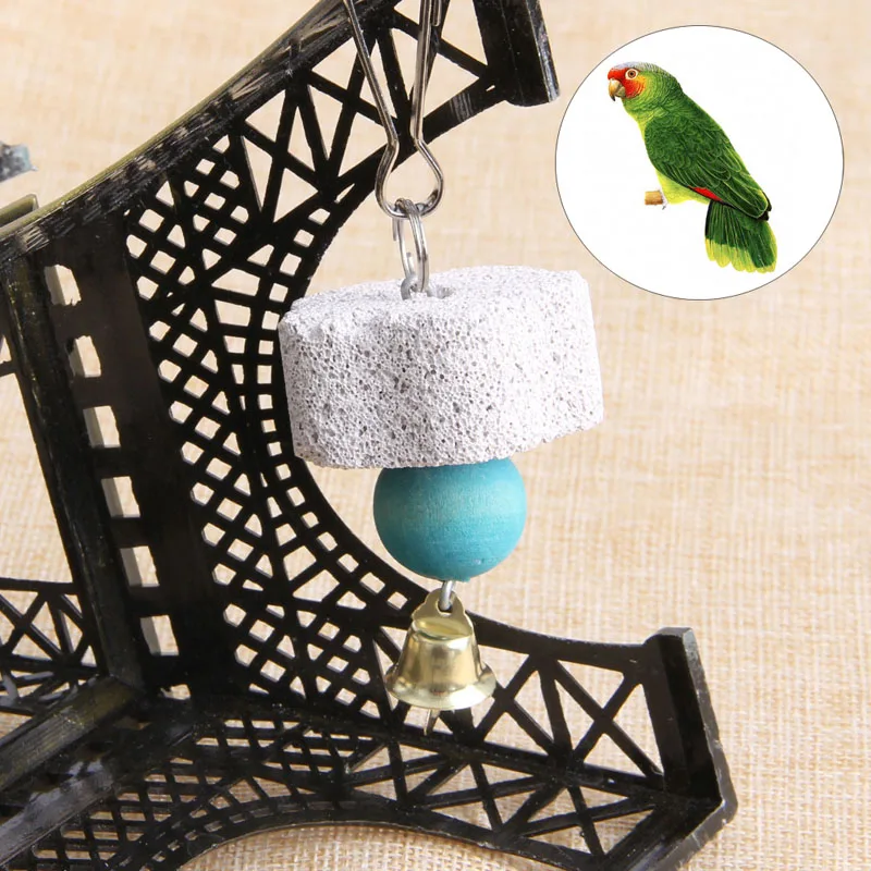 Pet birds parrot mouth grinding stone molars stone hanging string chewing toy TE 