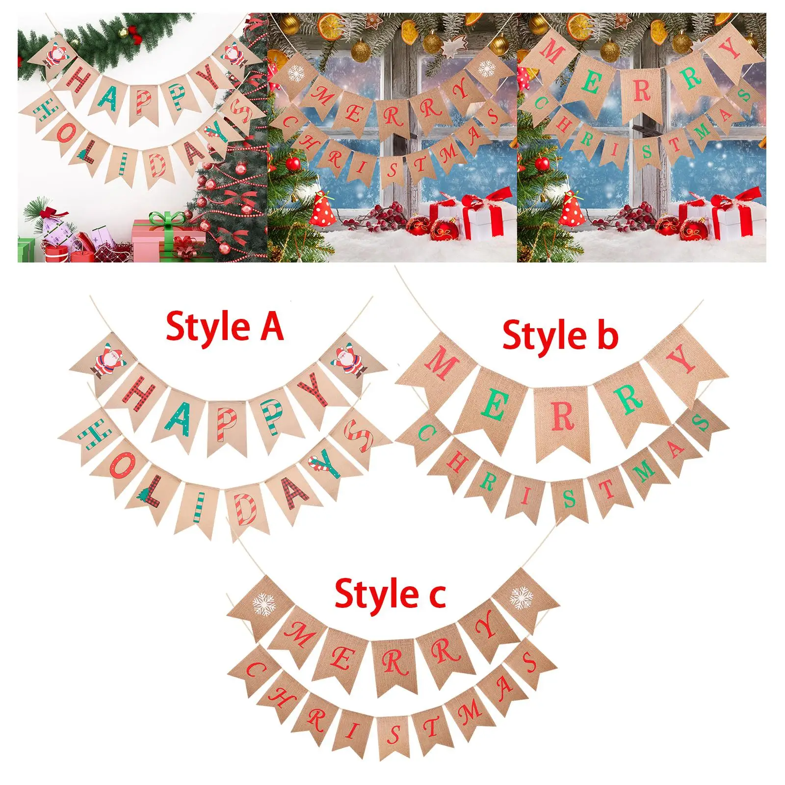 Merry Christmas Wall Hanging Banner DIY for Front Door Porch Party Supplies