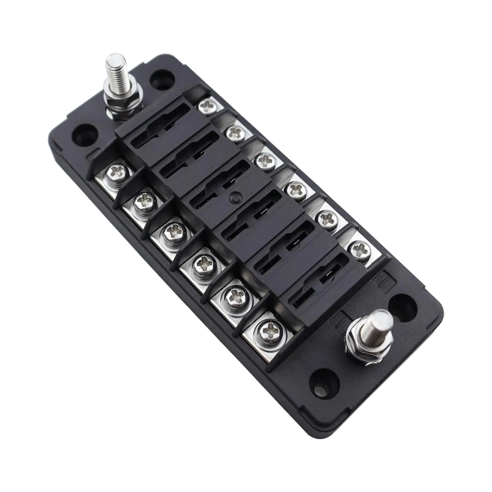 6 Way Blade Fuse Block Waterproof with Negative Bus Circuit Holder Panel Fuse Box for Marine Automotive SUV Vehicle Car