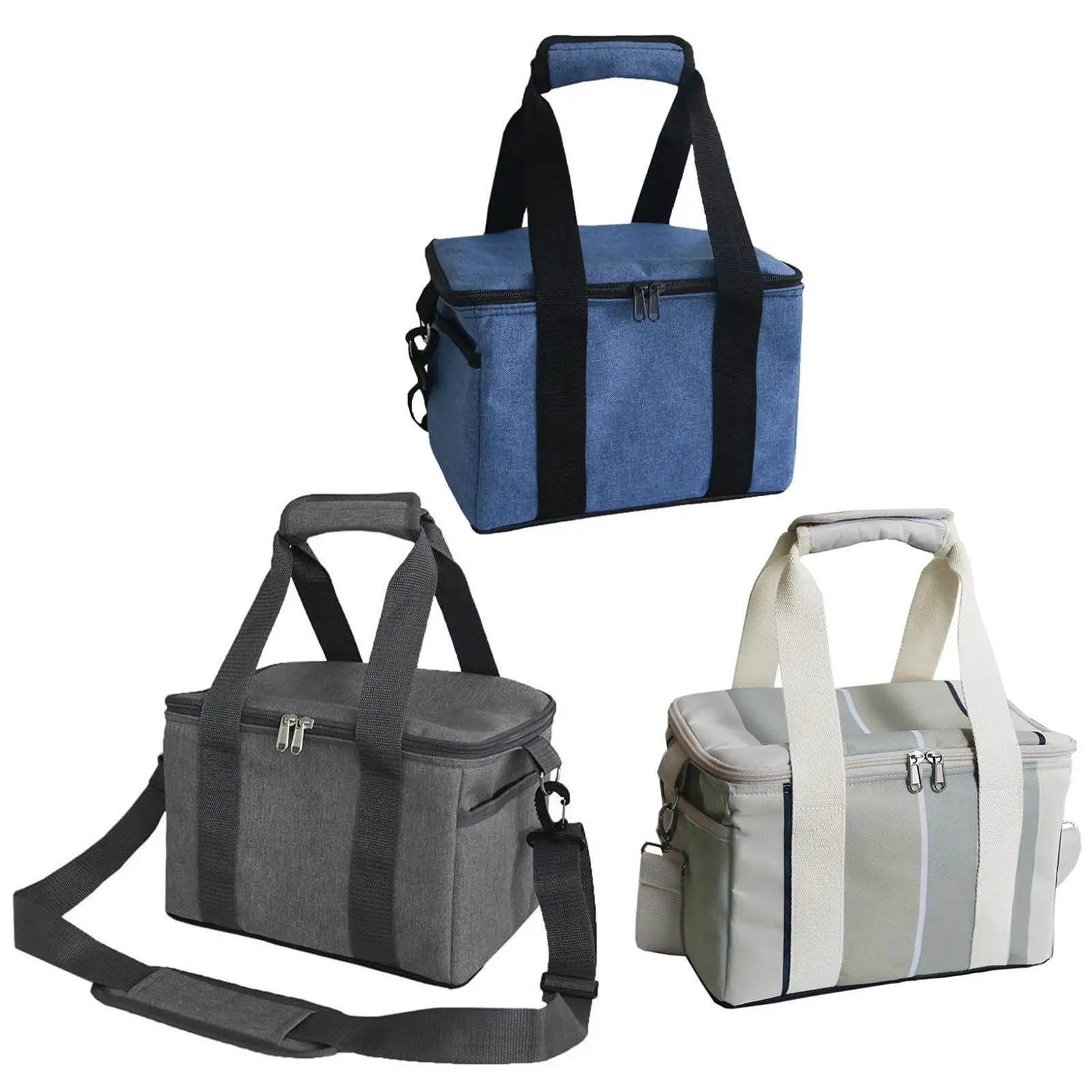 Large Oxford Cloth Insulated Food Cooler Bag Thermal Lunch Box Hot & Cold Container Handbag Outdoor Camping Hand Bags