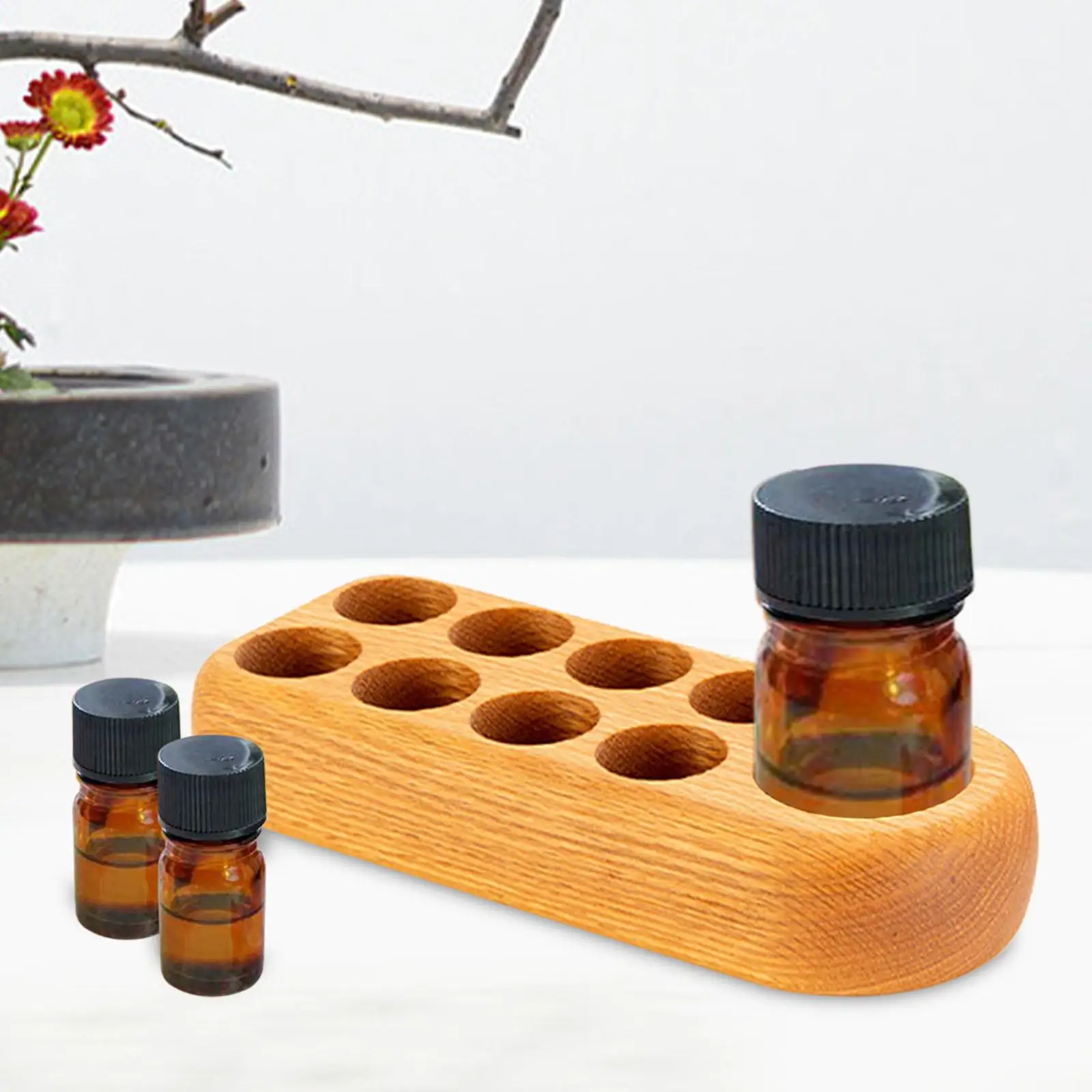 Essential Oil Display Holder Tray Collection Cosmetic Nail Polish Wood Rack for Holiday Anniversaries Birthdays Festivals Gifts