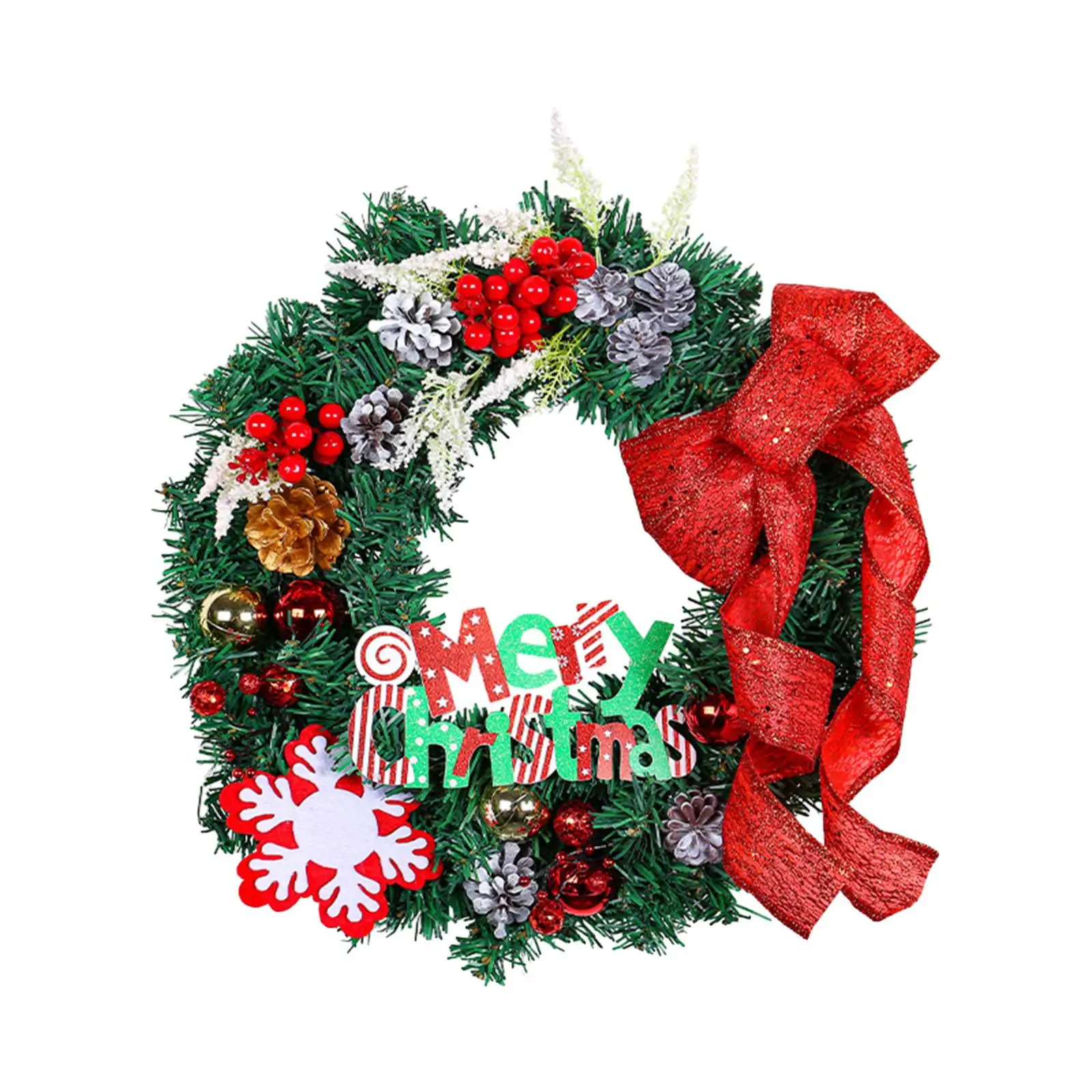 Christmas Decoration Front Door Wreath 40x40cm for Holiday Decor Durable