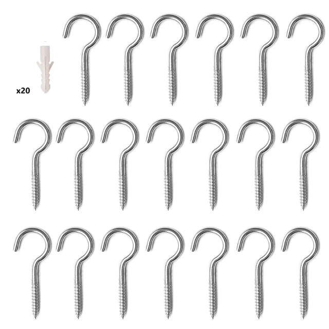 20Pcs M3/M4/M5 Stainless Steel Eye Screws Hooks Self-Tapping Ceiling Hooks  Metal Cup Hooks for Plant Bracket,Wind Chimes