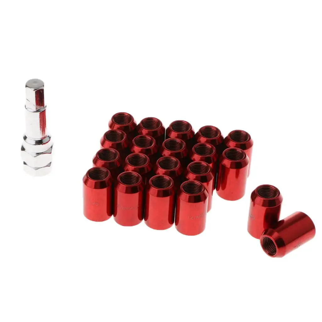 20 PIECES M12X1.25MM THREAD RACING WHEEL LUG NUTS WITH REMOVAL TOOL