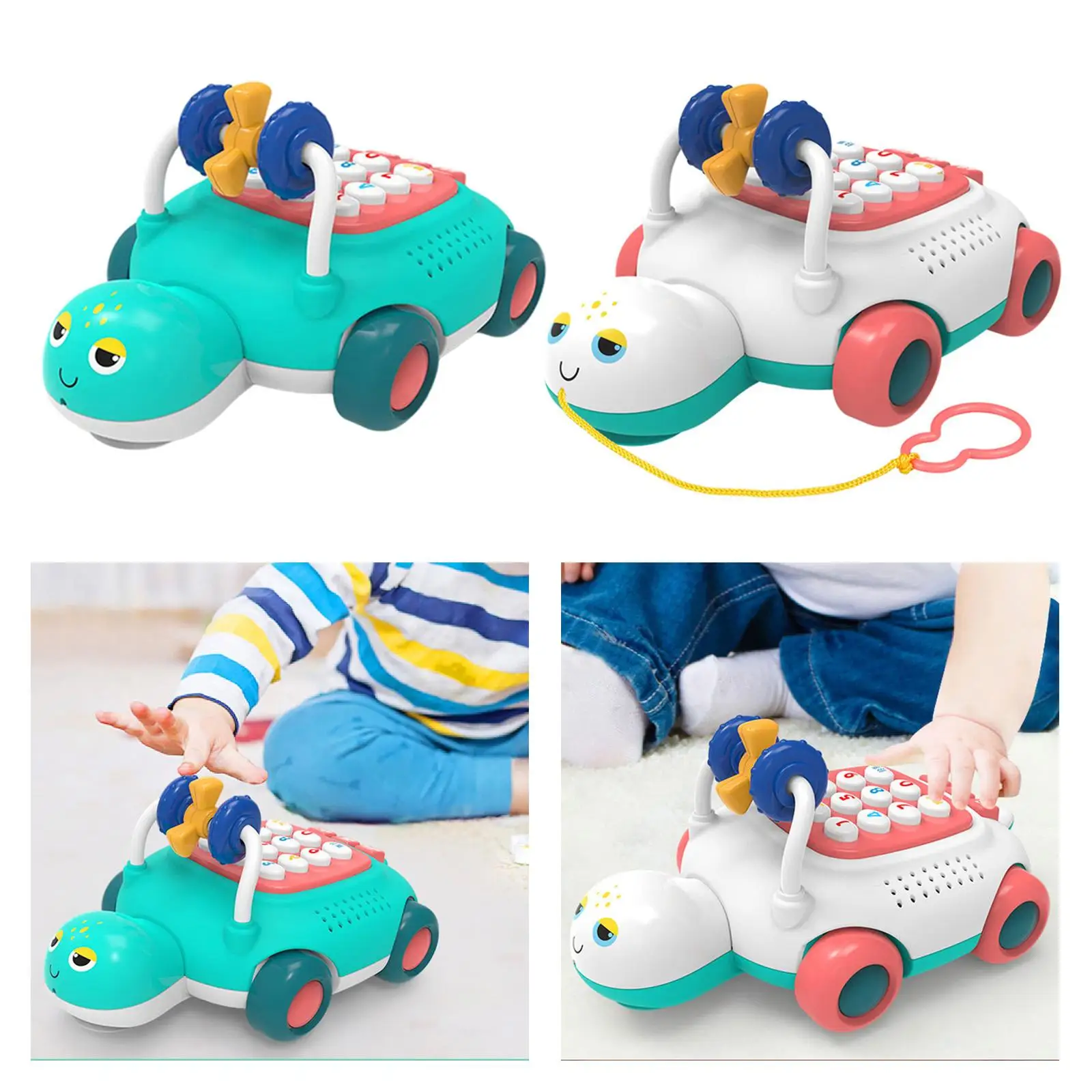 Multifunction Telephone Toys Pull Toys Development Toy Develop Cognition Toys Preschool Learning Phone Toy for Baby Infants Kids